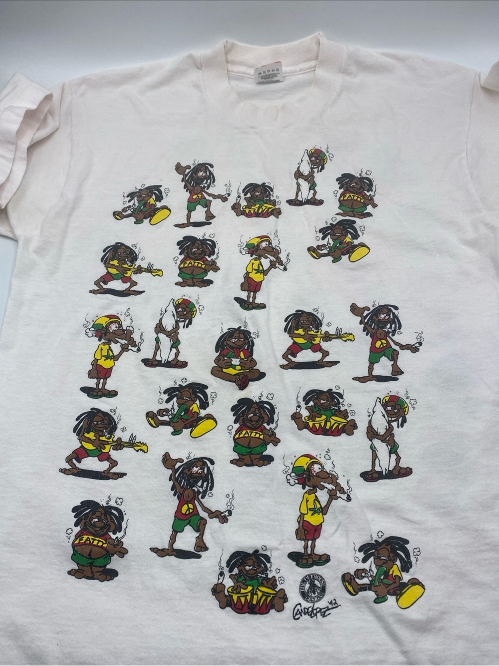 Vintage 90's Smoking Reggae Rastas Jamaican T-Shirt Medium Stoner USA